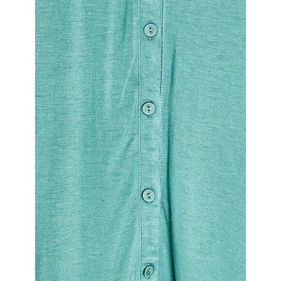 LOGO by Lori Goldstein 2X Button Up Cardigan Sweater Teal Lightweight Lace trim - Picture 4 of 8